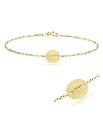 Gold Plated Tablet Silver Bracelet BRS-275-GP